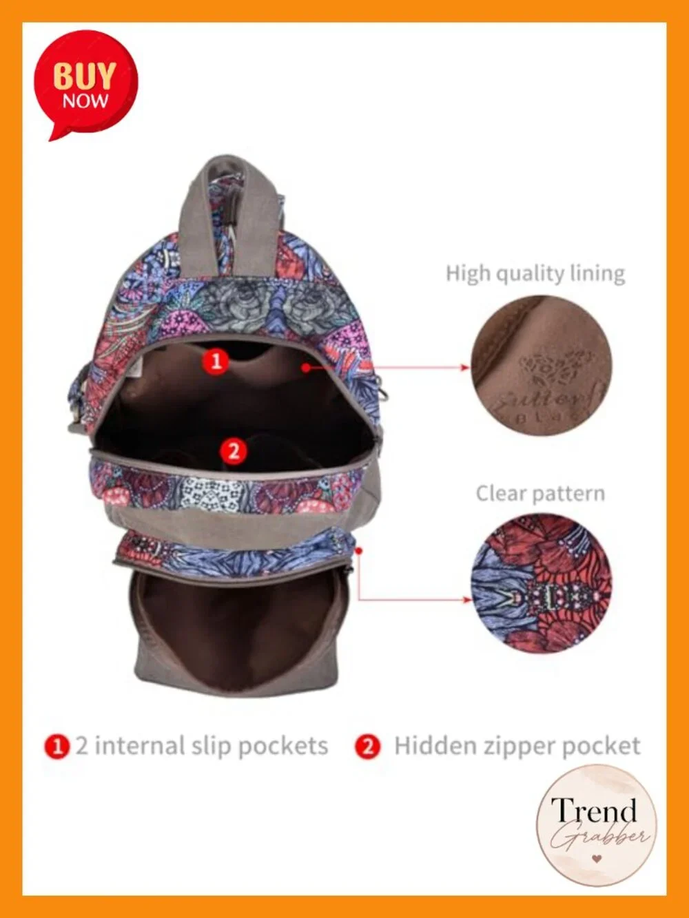 Floral Small Backpack Purse for Women, Boho Lightweight Crossbody Work Bag